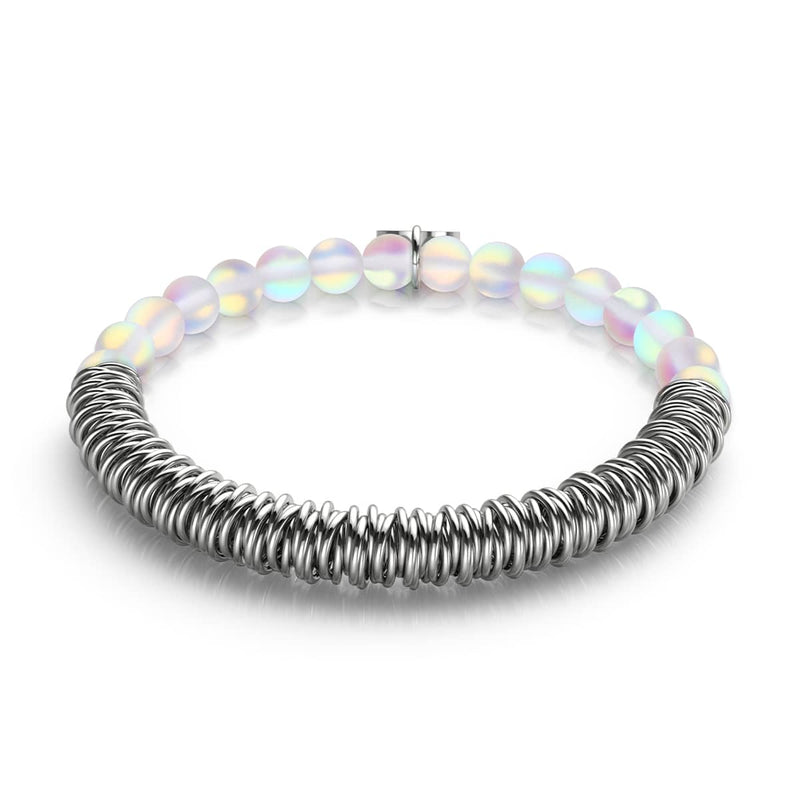 Rainbow White | Silver | Mermaid Glass x Links of Love Bracelet