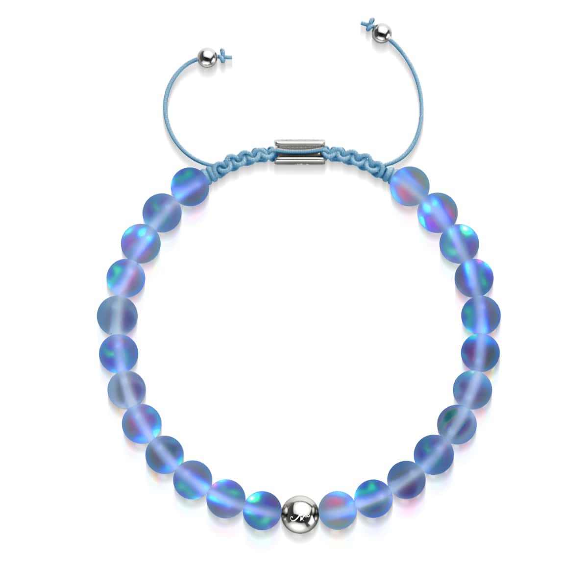 Sapphire | Silver | Mermaid Glass Macrame Bead Bracelet – NOGU.studio