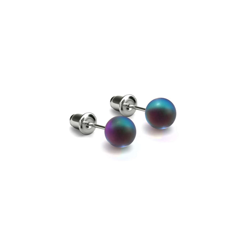 Grey | .925 Sterling Silver | Mermaid Glass Mini Stud Earrings