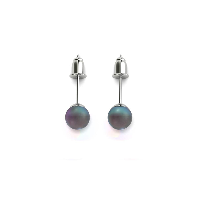 Grey | .925 Sterling Silver | Mermaid Glass Mini Stud Earrings
