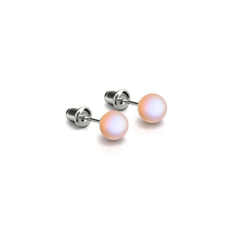 Peach | .925 Sterling Silver | Mermaid Glass Mini Stud Earrings