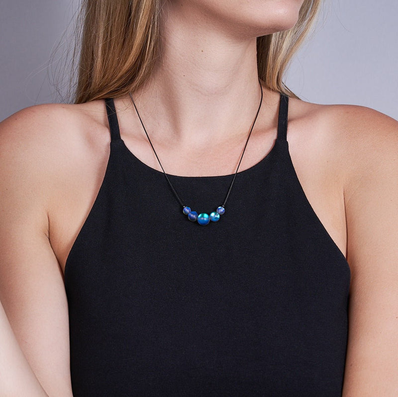 Grey |  .925 Sterling Silver Gunmetal | Mermaid Glass Infinity Clasp Necklace