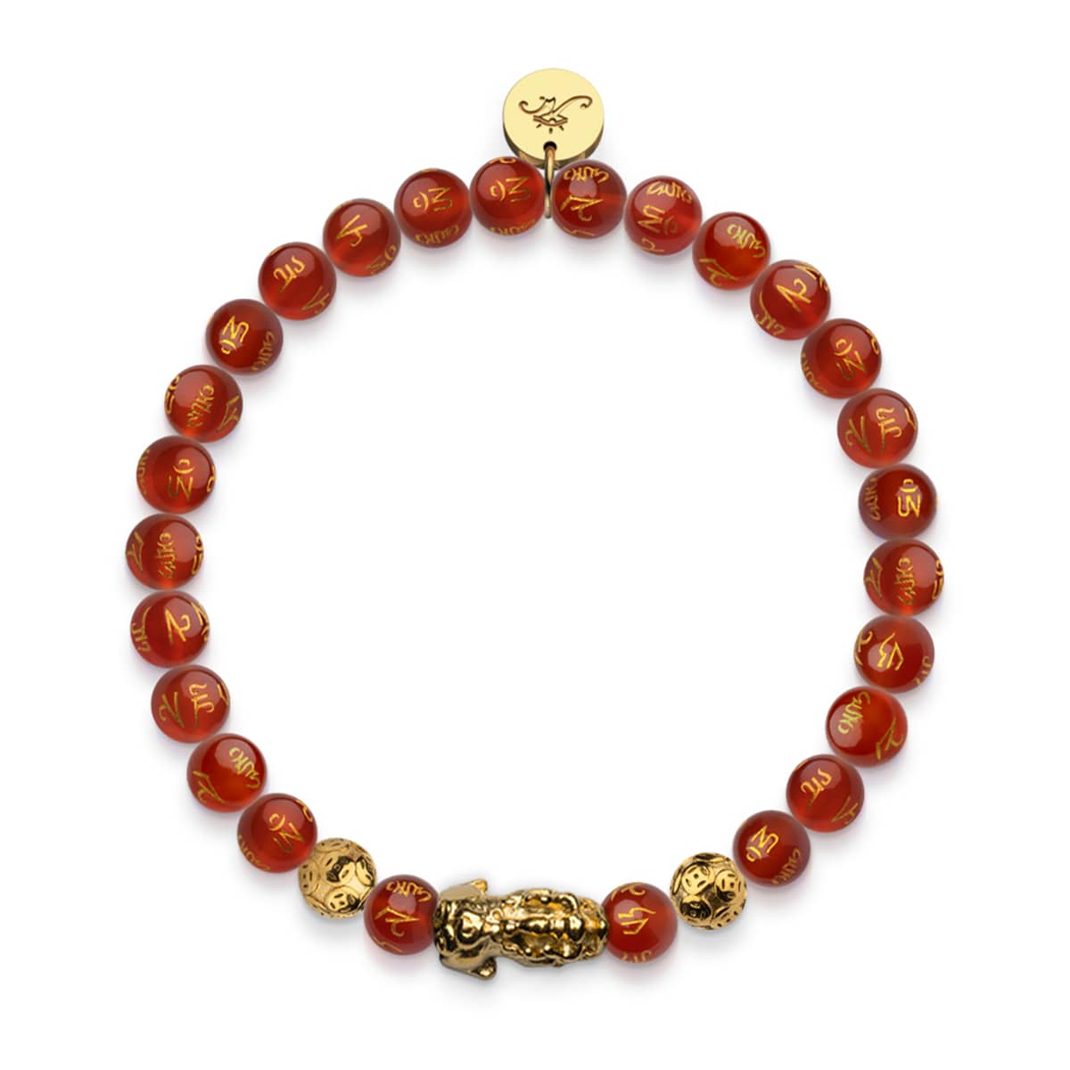 18k gold bangle with Red agates