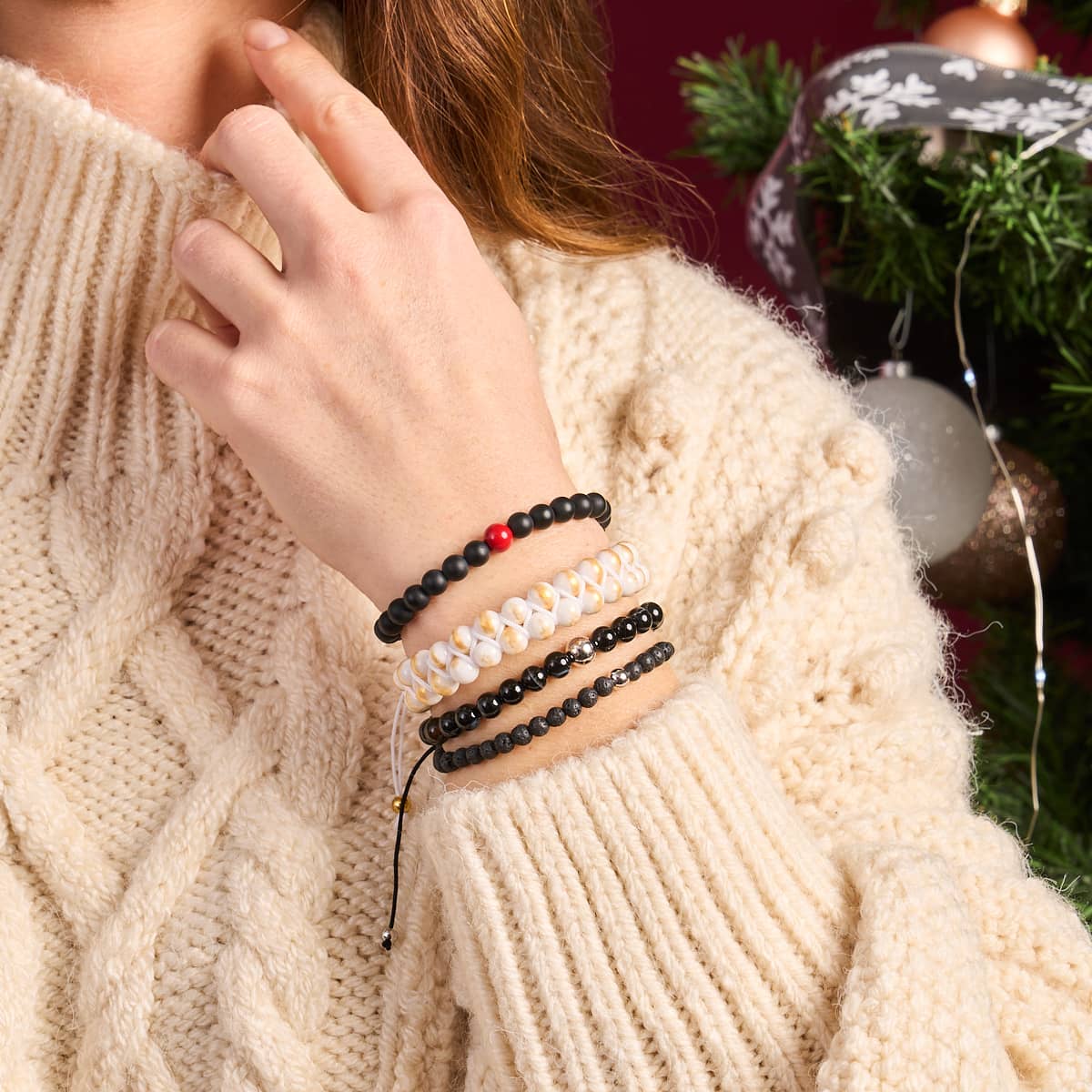 Black Line Agate | .925 Sterling Silver and Red Enamel | Santa 