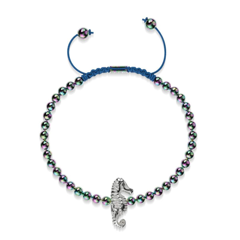 Reef | Unicorn Silver | Seahorse Macrame Charmballa Bracelet