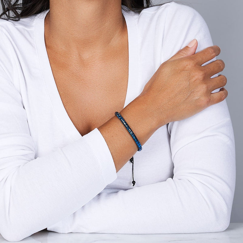 Serpentine | Blue Hematite x Gunmetal | Wave Bracelet