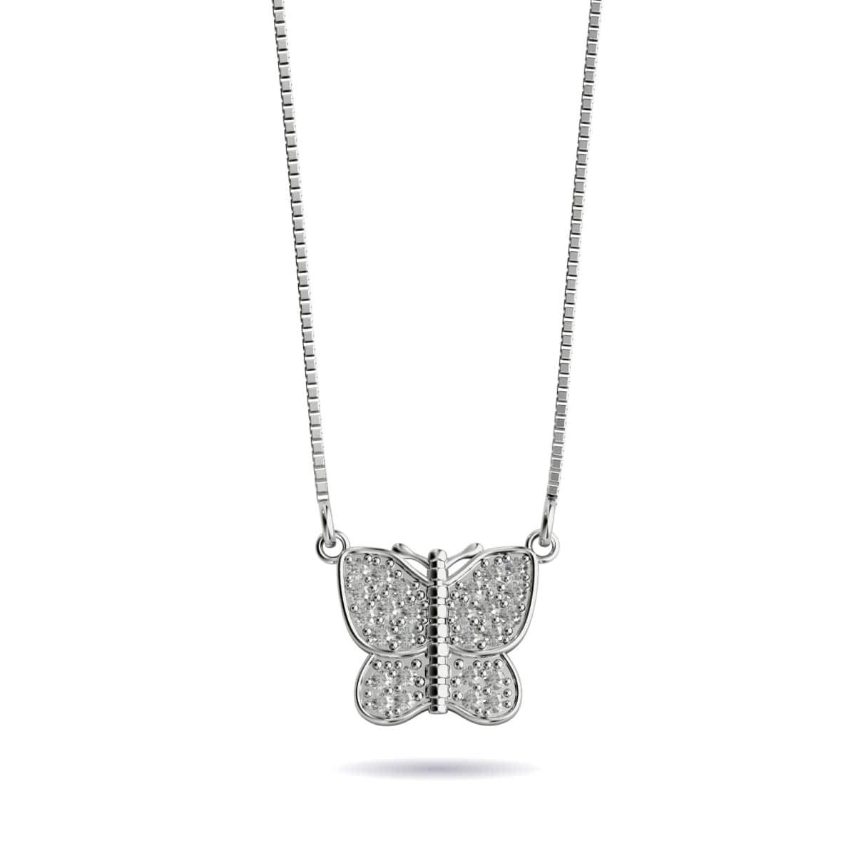 NOGU Monarch .925 Sterling Silver Crystal Butterfly Infinity Clasp Necklace