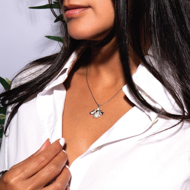 Queen | .925 Sterling Silver | Crystal Honeybee Infinity Clasp Necklace