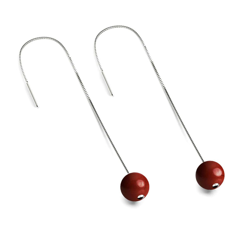Rhodonite | .925 Sterling Silver | Gemstone Chain Drop Threader Earrings