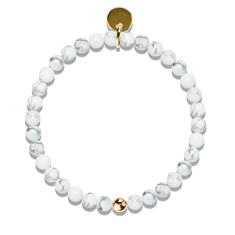 Howlite | .925 Sterling Gold Vermeil | Healing Gemstone Bead Bracelet