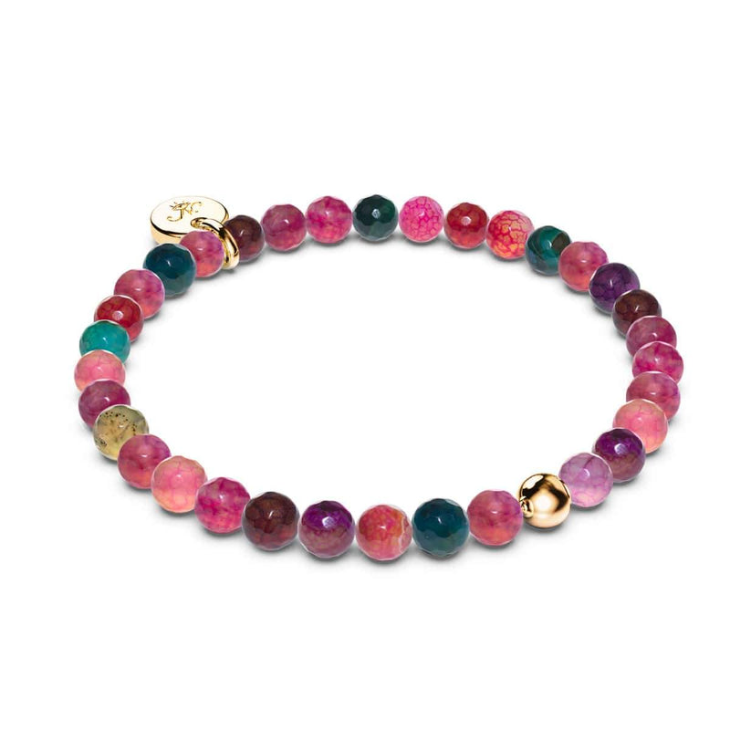 Rainbow Agate | .925 Sterling Gold Vermeil | Healing Gemstone Bead Bracelet