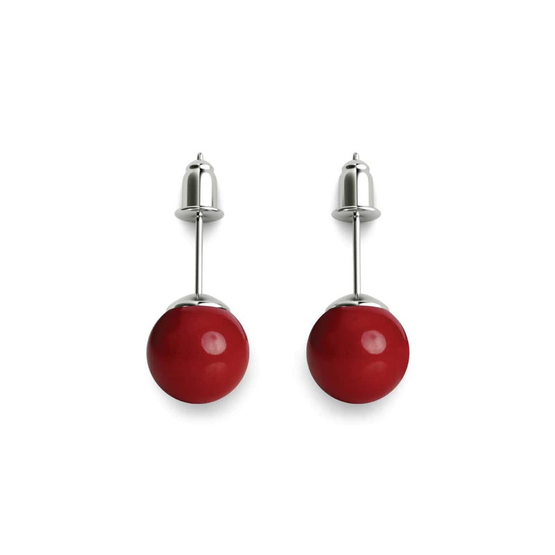 Coral | .925 Sterling Silver | Gemstone Stud Earrings