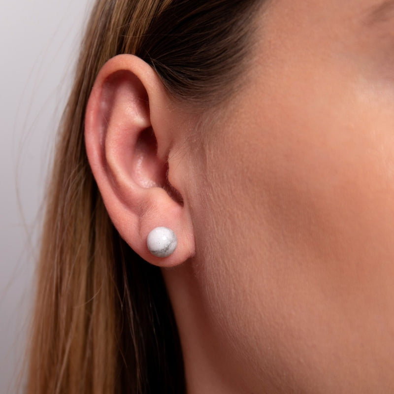 Howlite | .925 Sterling Silver | Gemstone Stud Earrings