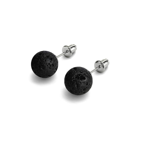 Lava Rock Diffuser | .925 Sterling Silver | Gemstone Stud Earrings