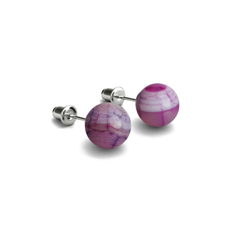 Mulberry Agate | .925 Sterling Silver | Gemstone Stud Earrings