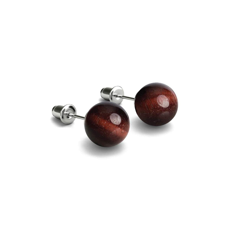 Red Tigers Eye | .925 Sterling Silver | Gemstone Stud Earrings