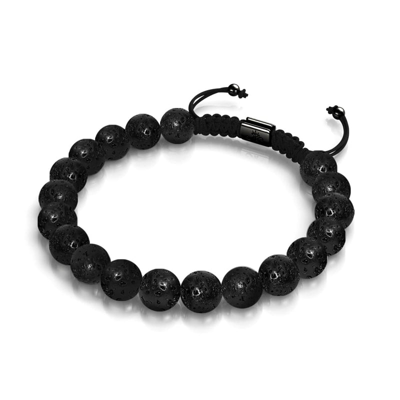 Lava Rock x Gunmetal | Macrame Bead Bracelet