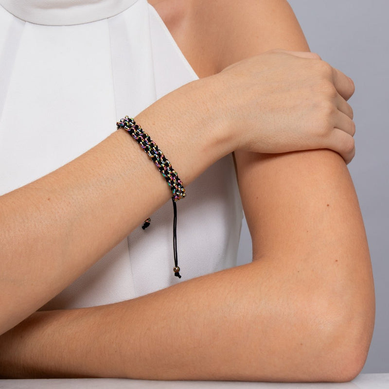 Chameleon Links | Mini Kismet Bracelet | Black x Unicorn Silver