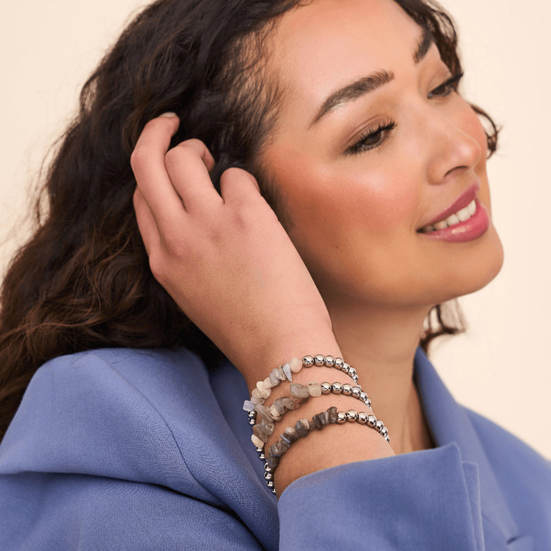 Botswana Agate | Silver | Uncut Gemstone Bracelet