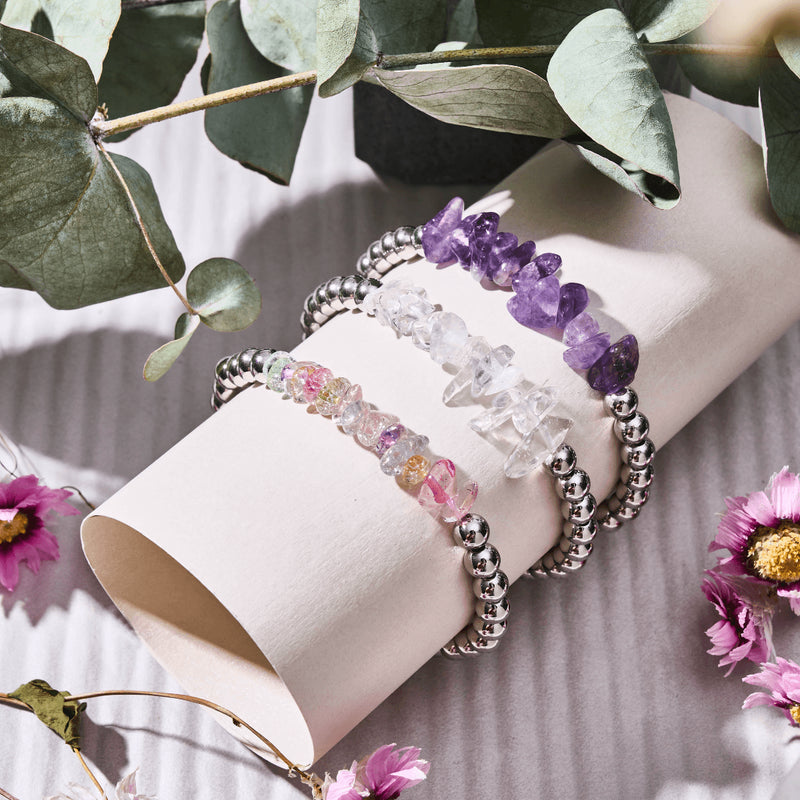 Herkimer Quartz | Silver | Uncut Gemstone Bracelet