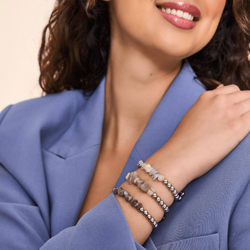 Morganite | Silver | Uncut Gemstone Bracelet