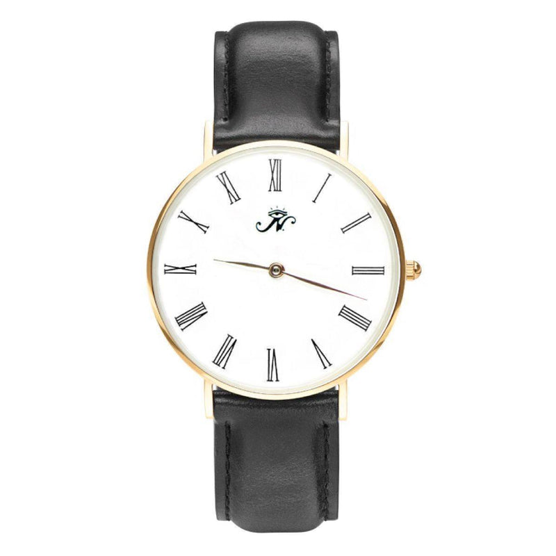 Lansdowne - Gold Timepiece with Black Leather