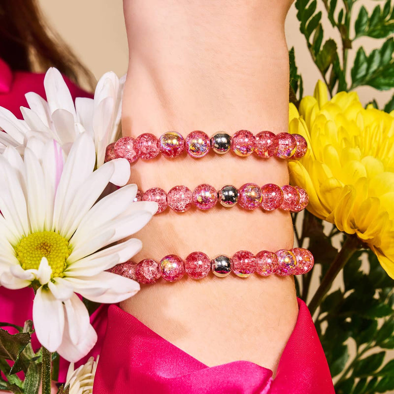 Magenta Meringue | .925 Sterling Silver | Bubble Glass Bracelet