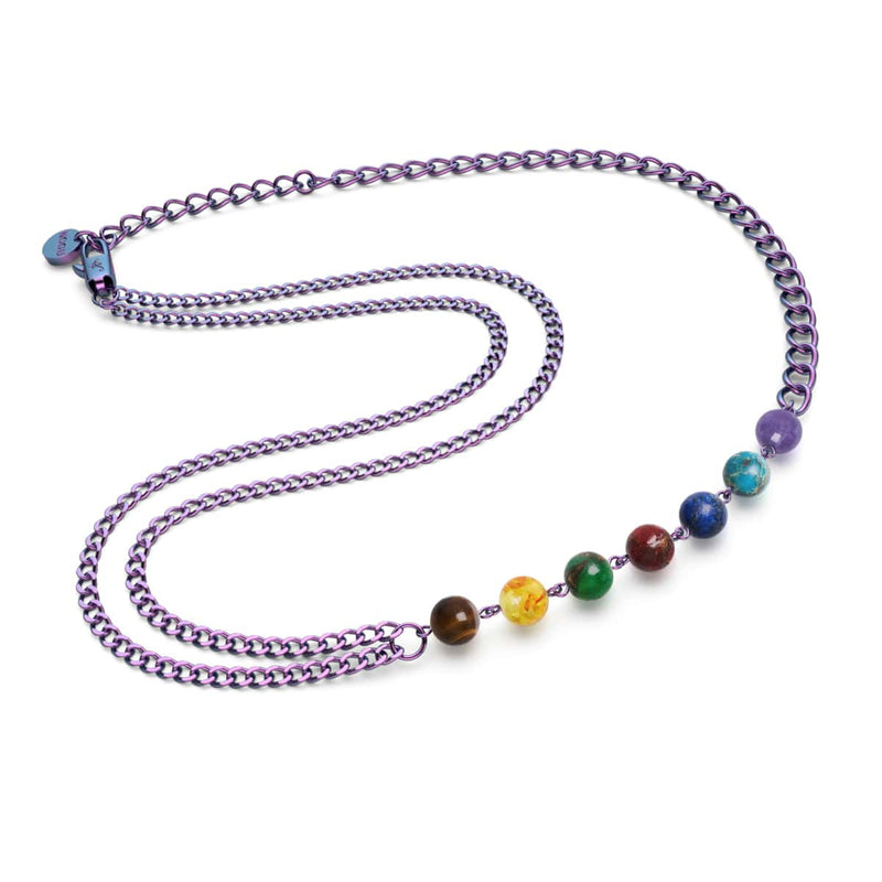Rainbow Chakra | 7 Gemstone Chain Anklet | Unicorn Silver