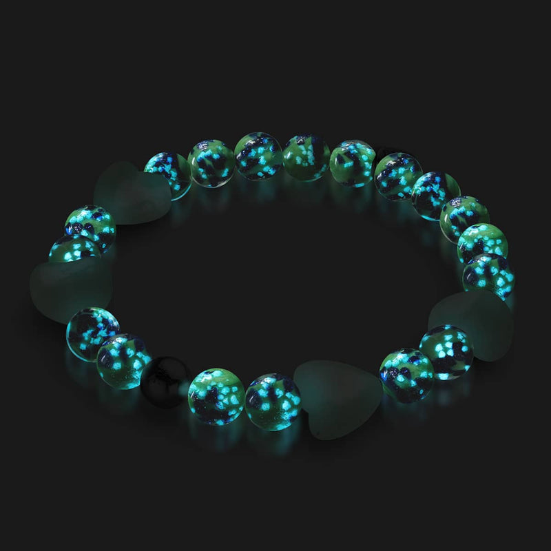 Blue Mint | Firefly Glass x Murano Glass Hearts Bracelet
