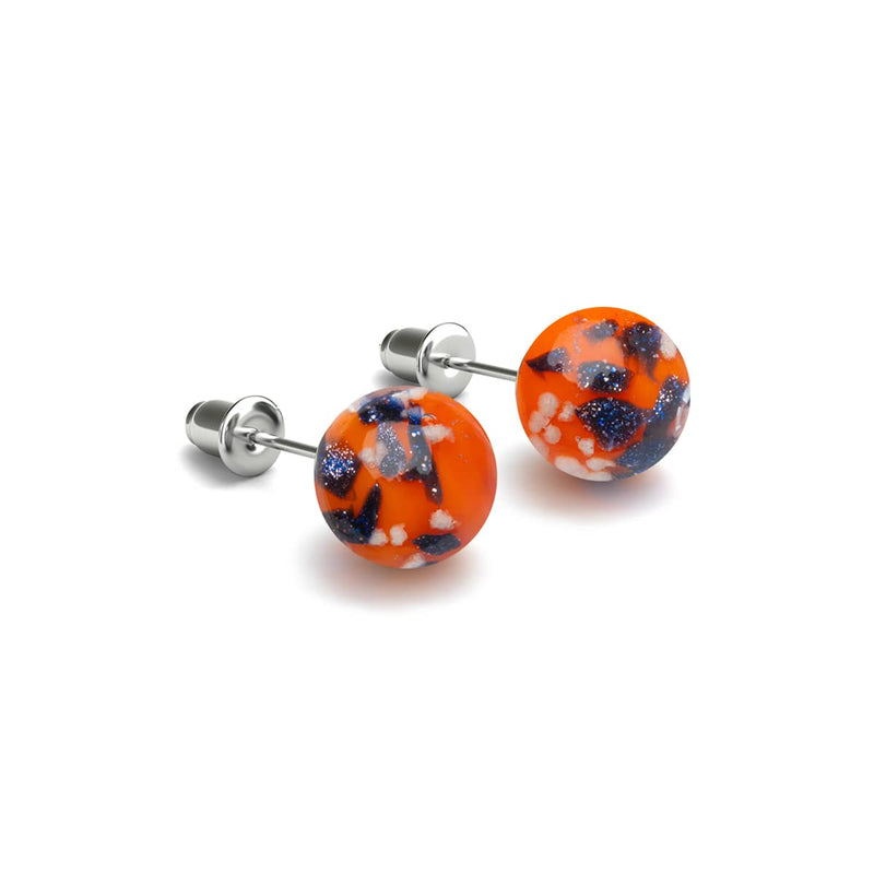 Glowing Ember | .925 Sterling Silver | Firefly Glass Stud Earrings