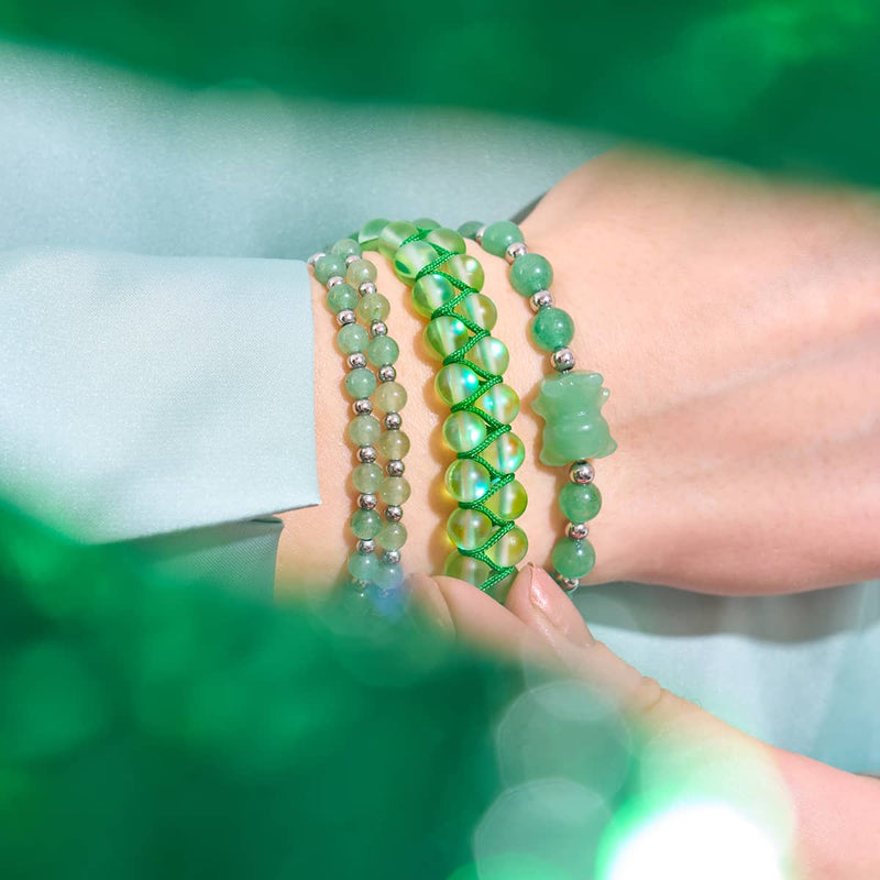 Lucky Artio | Gemmy Bear Bracelet | Green Aventurine