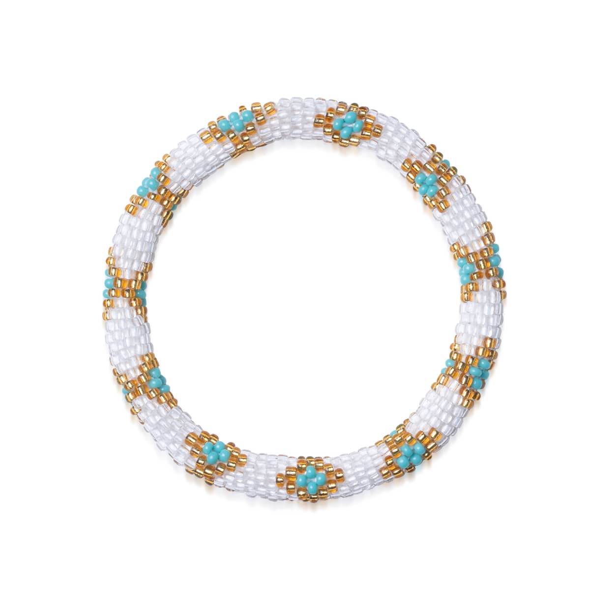 2 brand new NOGU Himalayan glass bead roll on bracelets Butter Pecan and white 2 brand new NOGU Himalayan glass bead roll on | Mercari main image 2